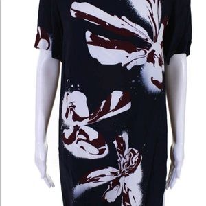 Cedric Charlier Womens Floral Short Sleeve Dress Navy White Red Size 6